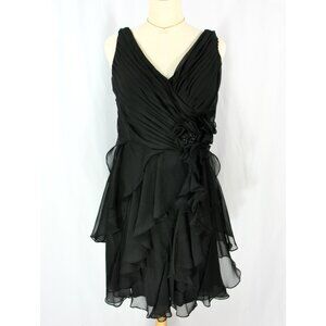Ignite Evenings Black Chiffon Beaded Layered Ruffles Cocktail Mini Dress 10